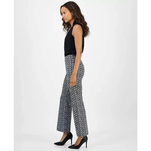 AK Anne Klein Printed Cool Crepe Pants Black/White Size XL NWT $79 Chic Comfort - Picture 2 of 5